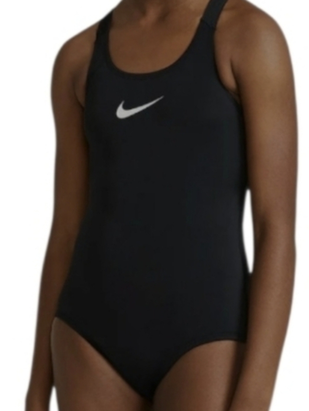 Nike Black One-Piece Swimsuit with Silver Swoosh Logo
